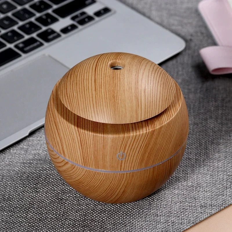 Wood Grain round Spray Mushroom Humidifier Silent USB Car Home Air Aromatherapy Machine Humidifier