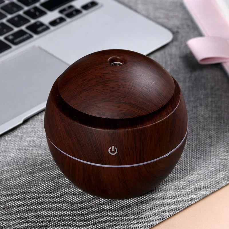 Wood Grain round Spray Mushroom Humidifier Silent USB Car Home Air Aromatherapy Machine Humidifier