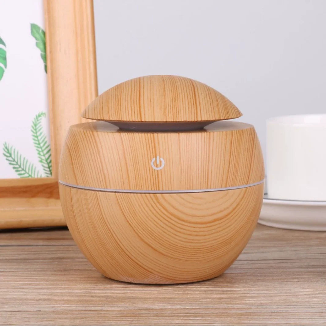 Wood Grain round Spray Mushroom Humidifier Silent USB Car Home Air Aromatherapy Machine Humidifier