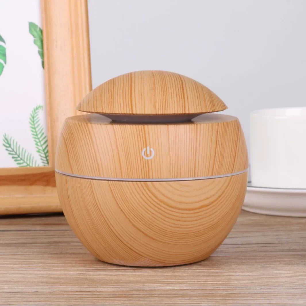 Wood Grain round Spray Mushroom Humidifier Silent USB Car Home Air Aromatherapy Machine Humidifier