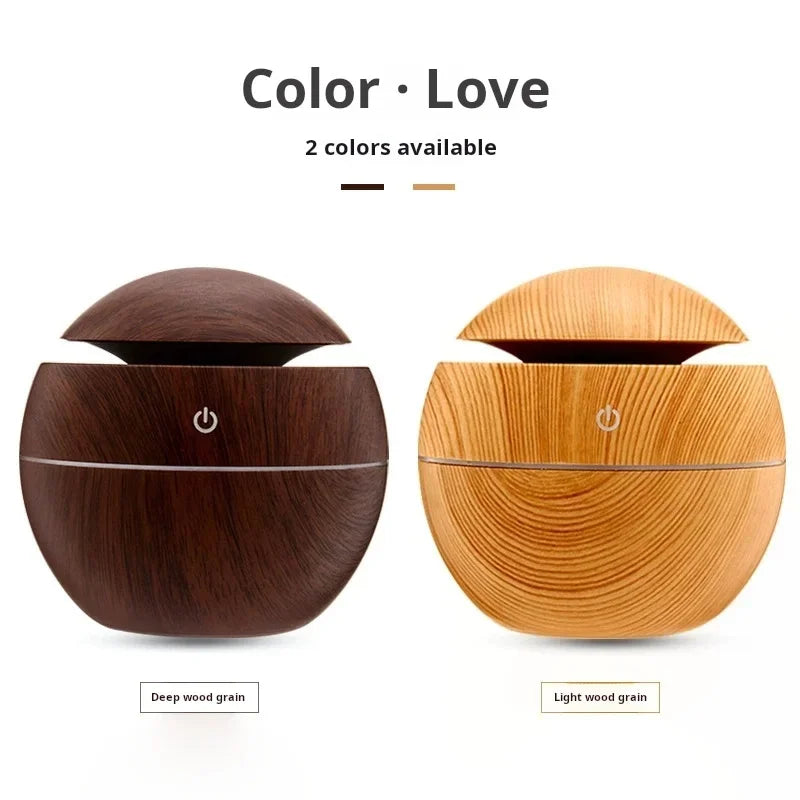 Wood Grain round Spray Mushroom Humidifier Silent USB Car Home Air Aromatherapy Machine Humidifier